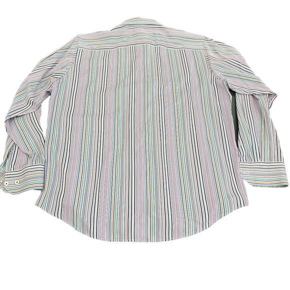 Bugatchi Men's Classic Fit Cotton Multicolor Stripe Button Up Dress Shirt, Sz L - Picture 2 of 6